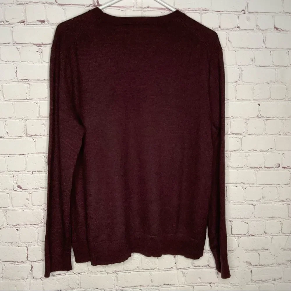 BANANA REPUBLIC Baruffa Mens Sweater Italian Merino Wool Burgundy‎ Pullover XL